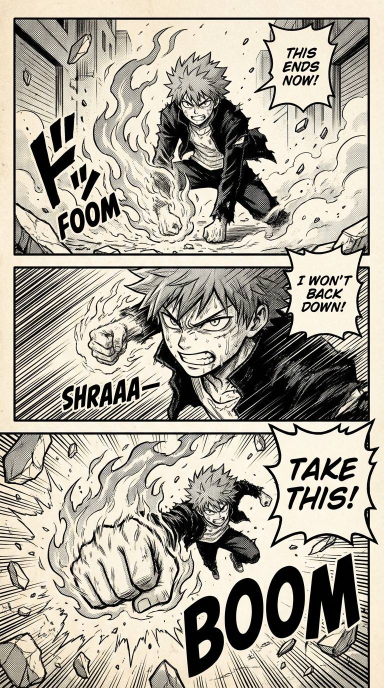 anime prompts for nano banana pro showing shonen battle scene