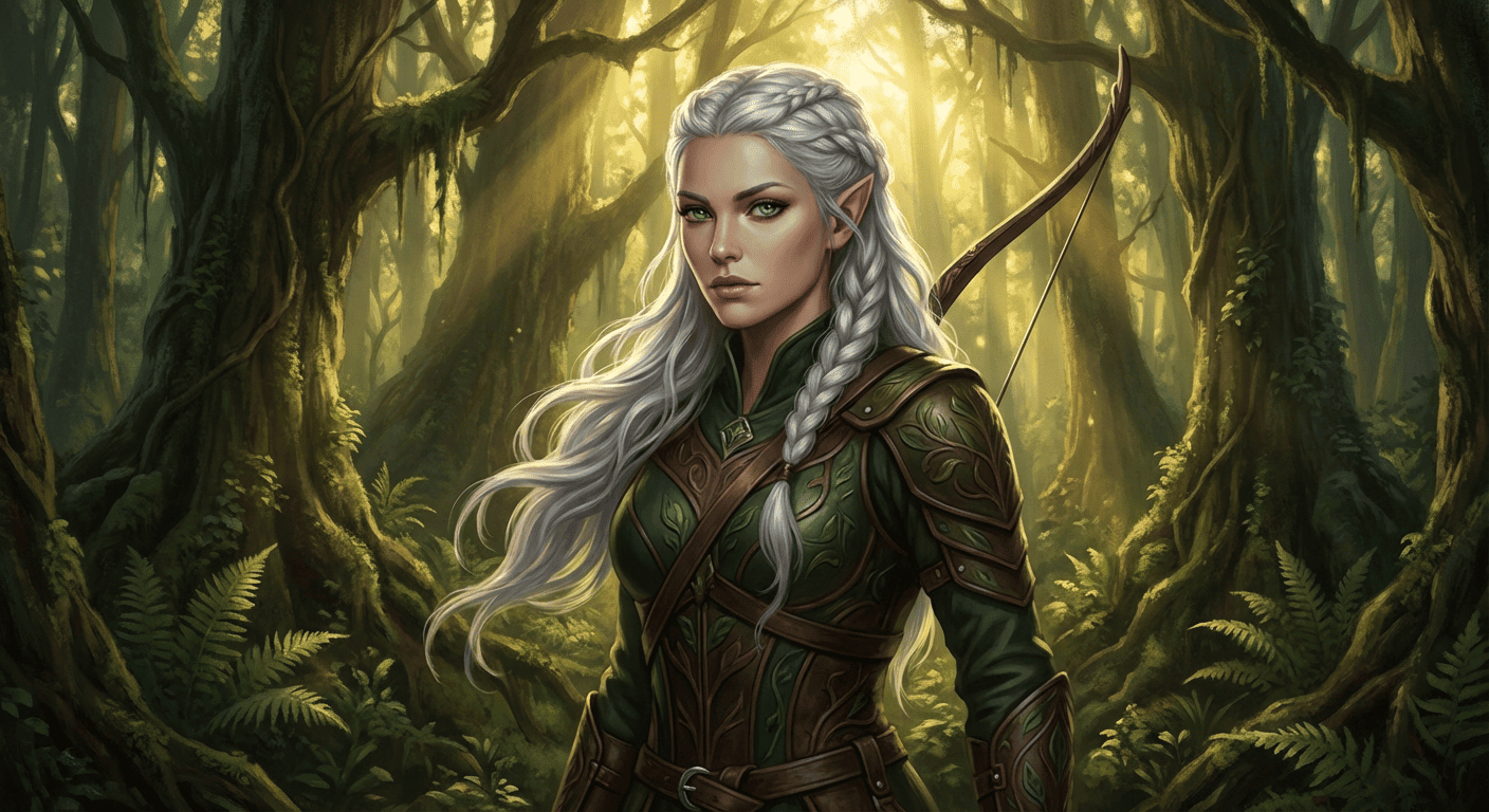 fantasy elf ranger generated with best prompts for nano banana pro