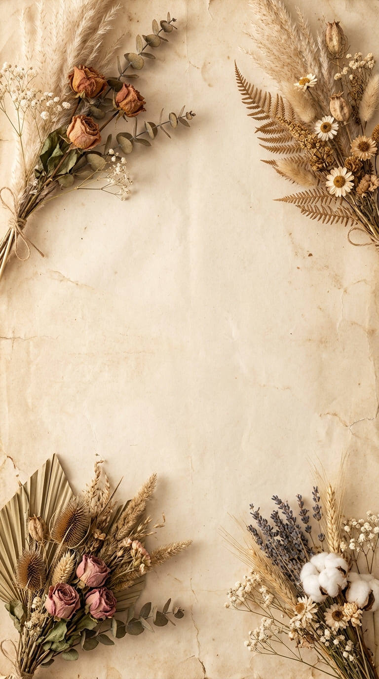 nano banana pro prompt for instagram story background with dried flowers