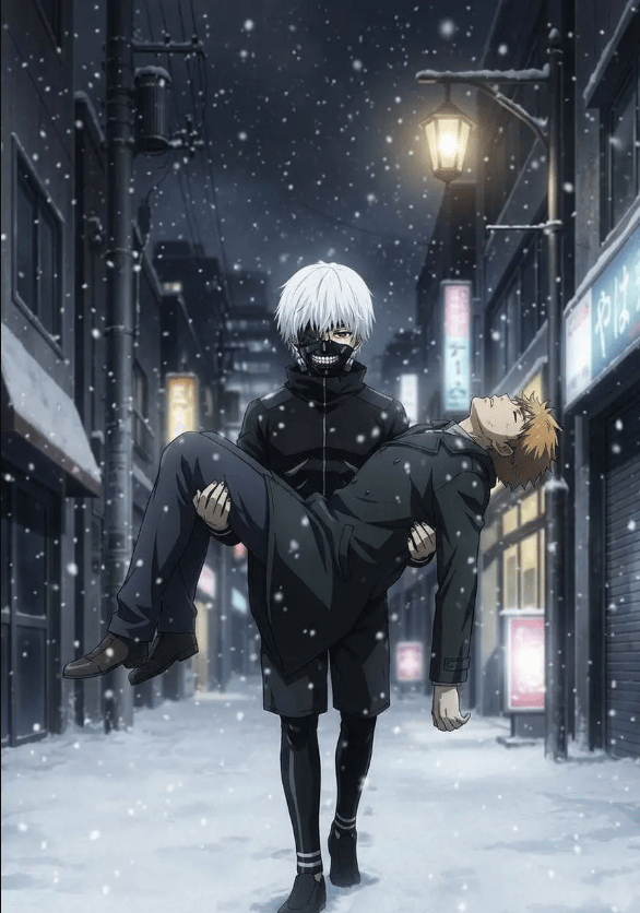 Nano Banana Pro test example tokyo ghoul anime scene