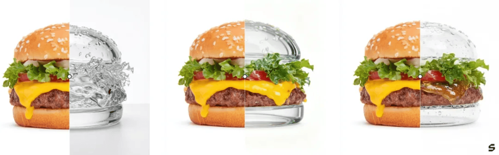 Nano Banana Pro test example turn hamburger into glass