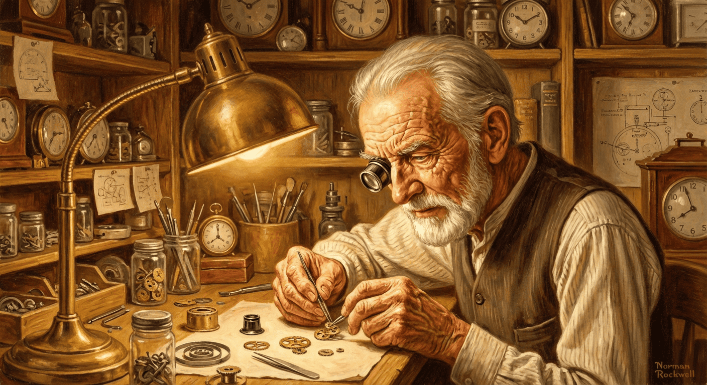 nano banana 2 artistic portrait of an elderly watchmaker