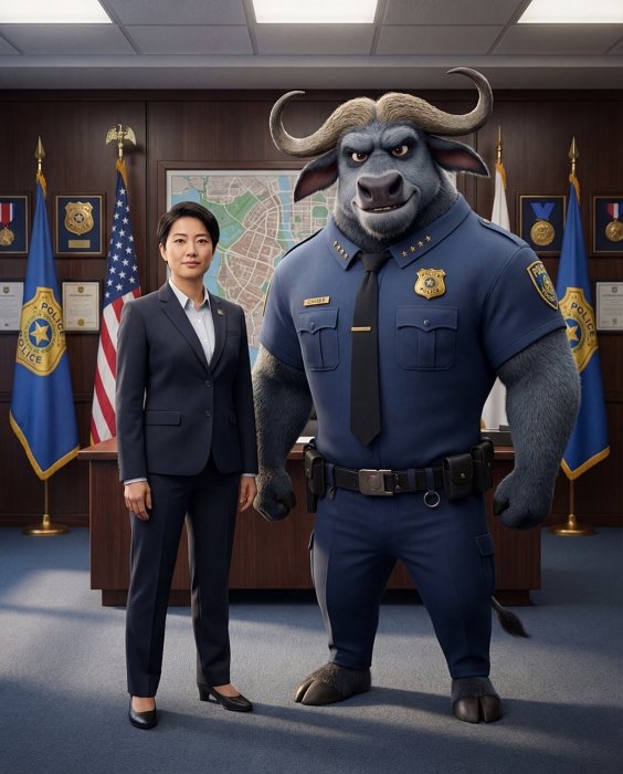 疯狂动物城自拍 ai 照片场景 牛局长