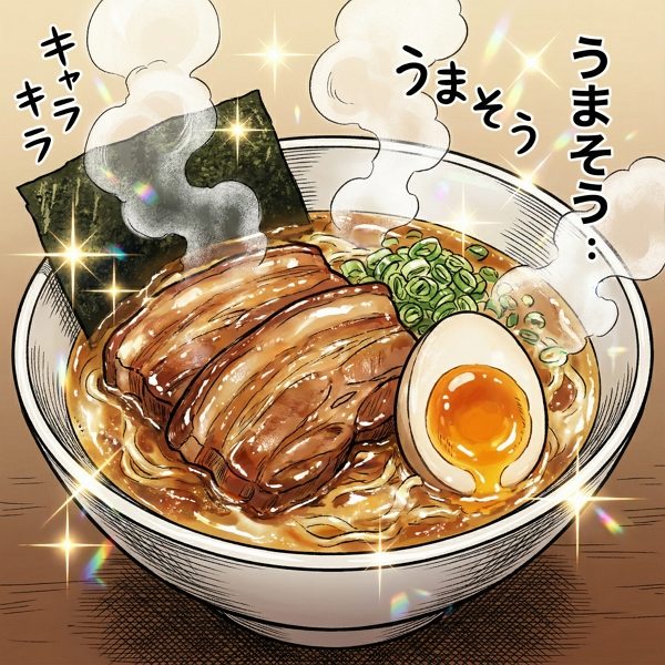 美味的动漫拉面碗图画