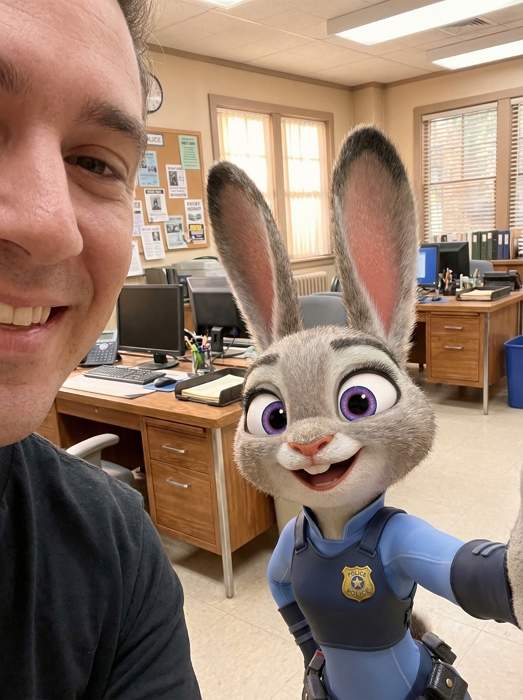 疯狂动物城自拍 ai 照片场景 朱迪·霍普斯