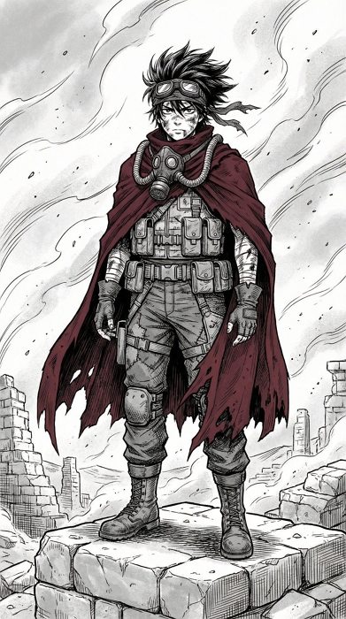 沙漠废墟中的动漫幸存者