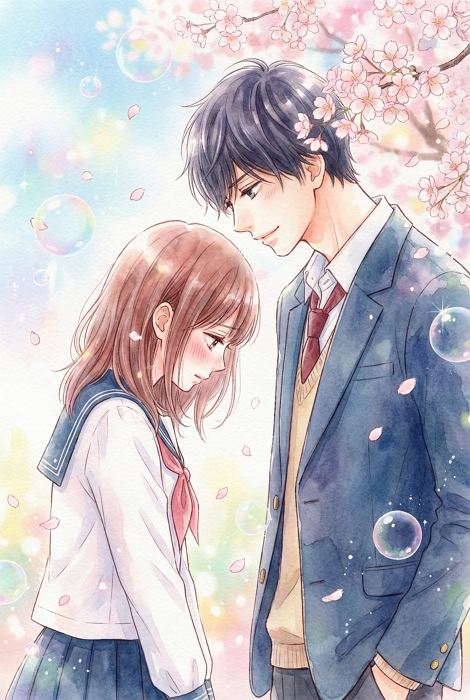 樱花树下的动漫情侣