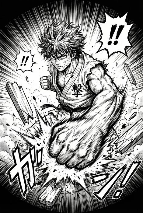 漫画少年挥拳带有速度线