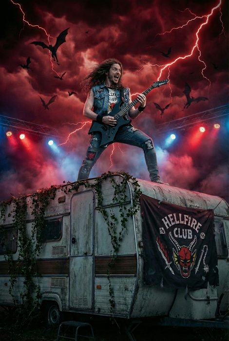 eddie guitar solo rooftop - eddie munson master of puppets ai scene