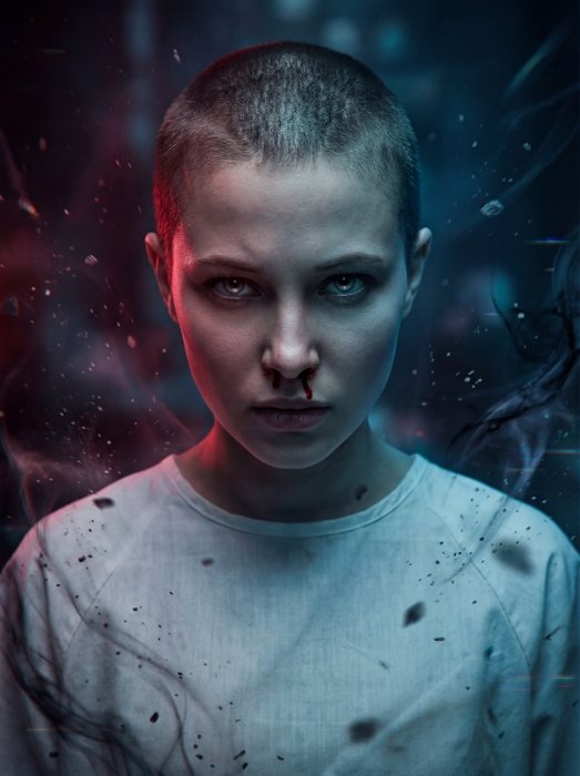stranger things eleven–inspired telekinetic ai portrait