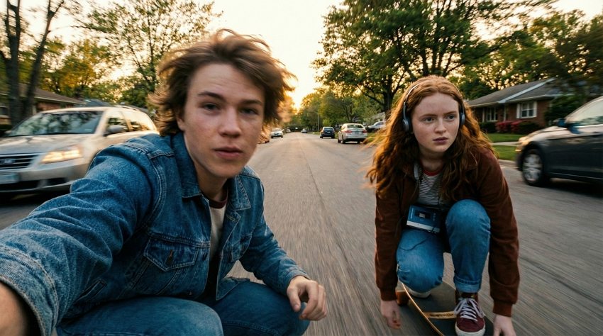 skateboard chase race - max mayfield action selfie ai effect