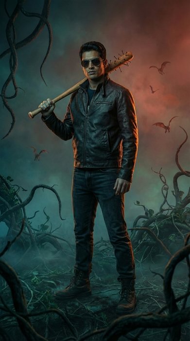 nail bat hero pose - upside down warrior ai portrait effect