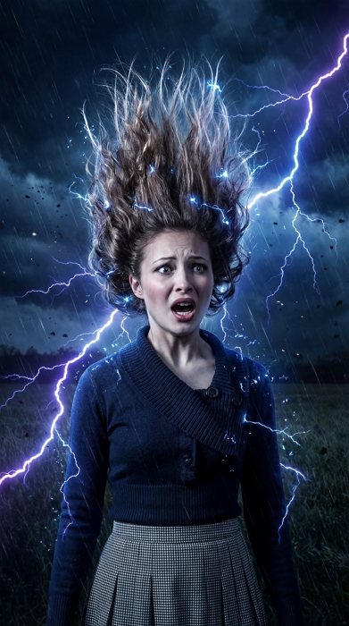 static electricity hair levitation - electromagnetic field ai effect