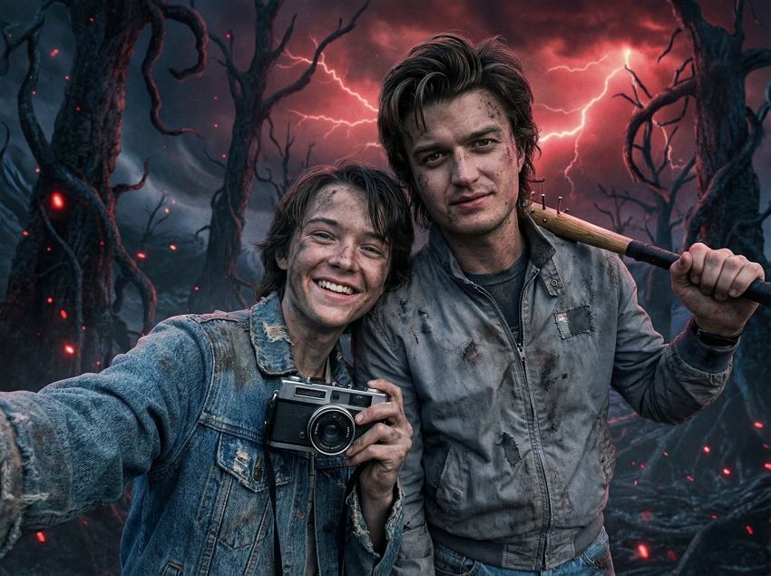 battle buddy selfie with steve - nail bat heroes ai photo