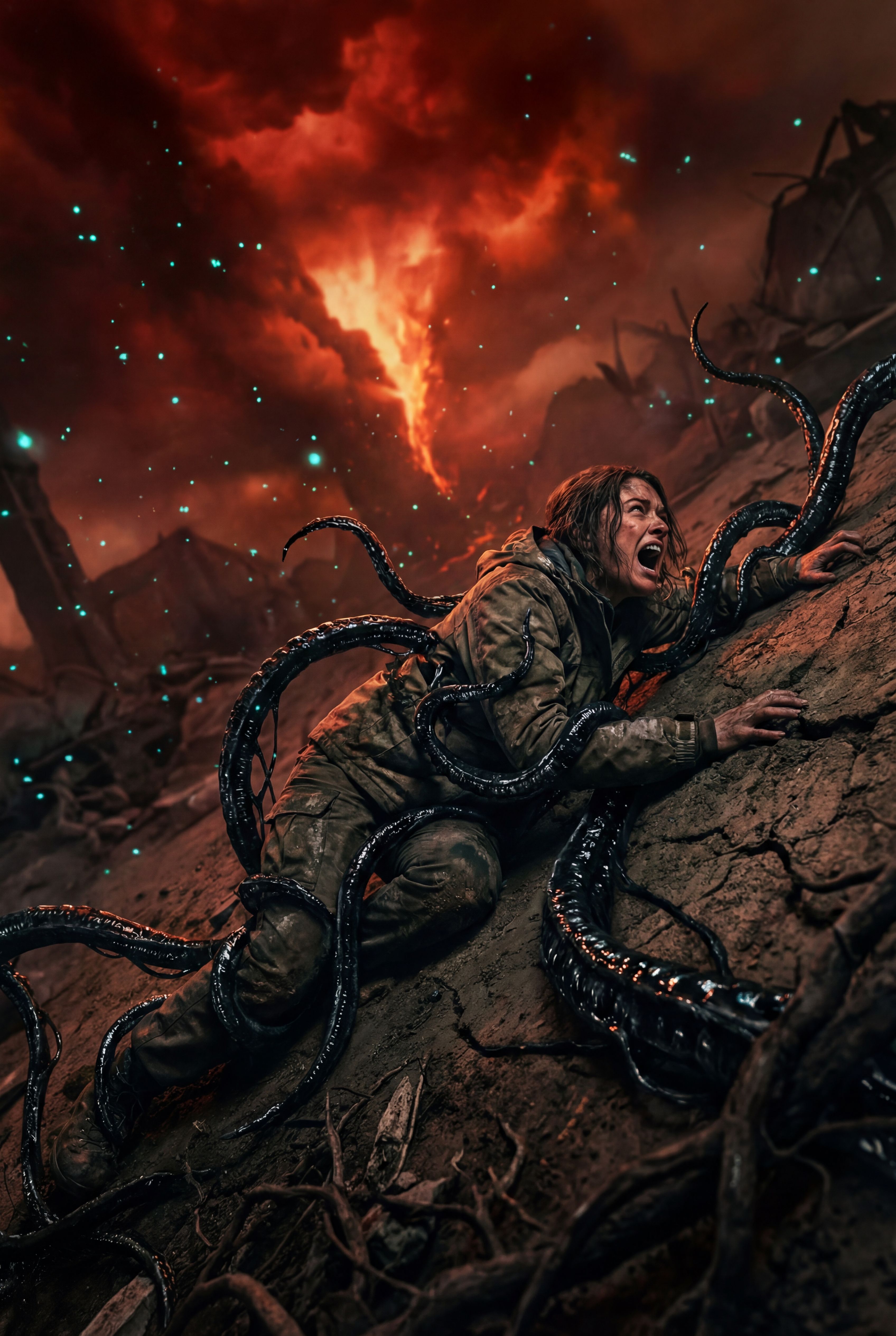 vine trap entanglement - upside down tentacle attack ai scene