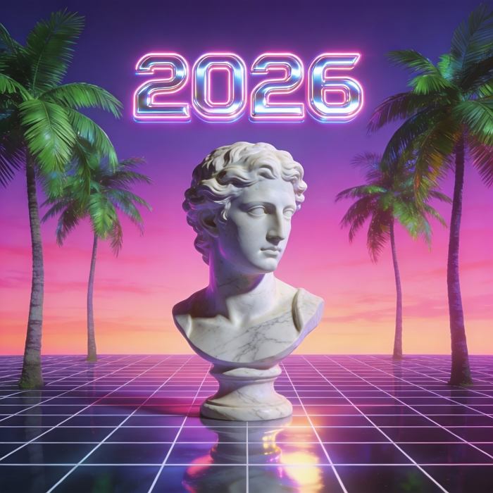 Vaporwave retro aesthetic digital 2026
