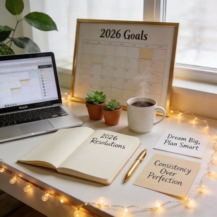 Vision board desk goals 2026