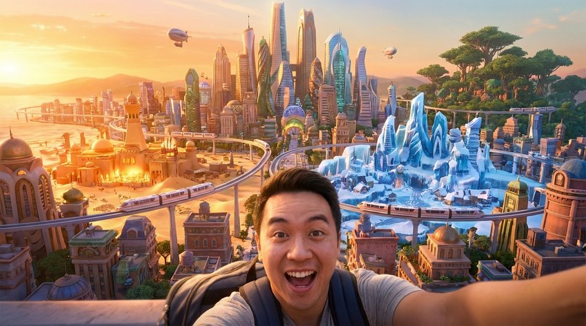 疯狂动物城自拍 ai 照片 城市游 天际线