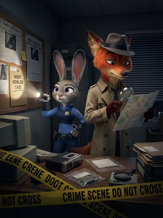 疯狂动物城自拍 ai 照片 场景 午夜嚎叫