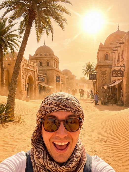 疯狂动物城自拍 ai 照片 场景 撒哈拉广场