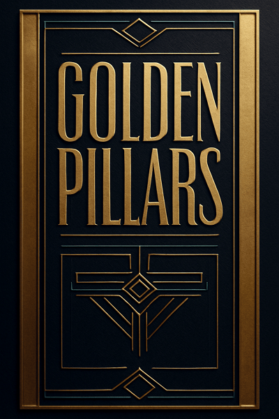 art deco poster featuring bold geometric typography with vertical emphasis