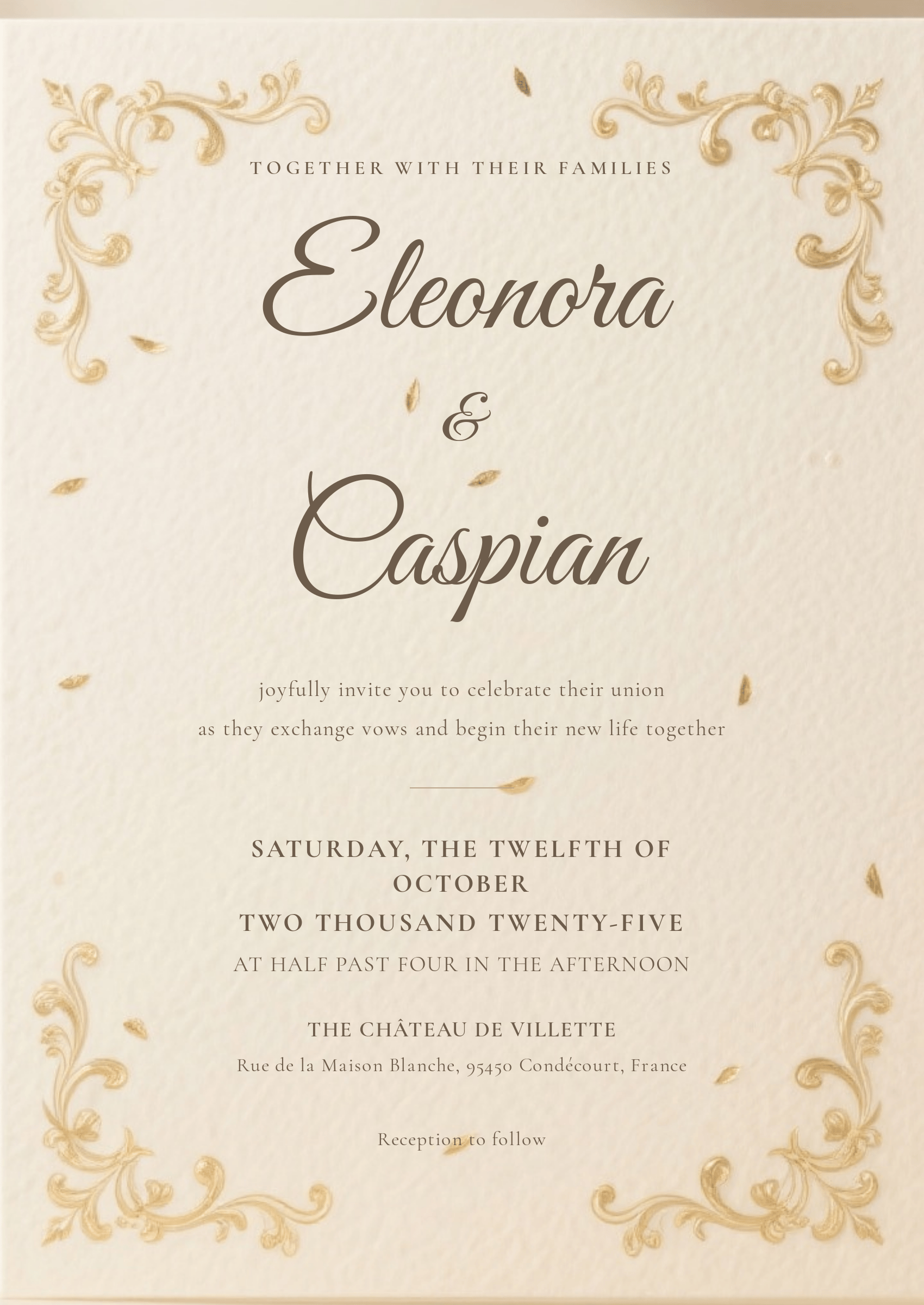 baroque style wedding invitation