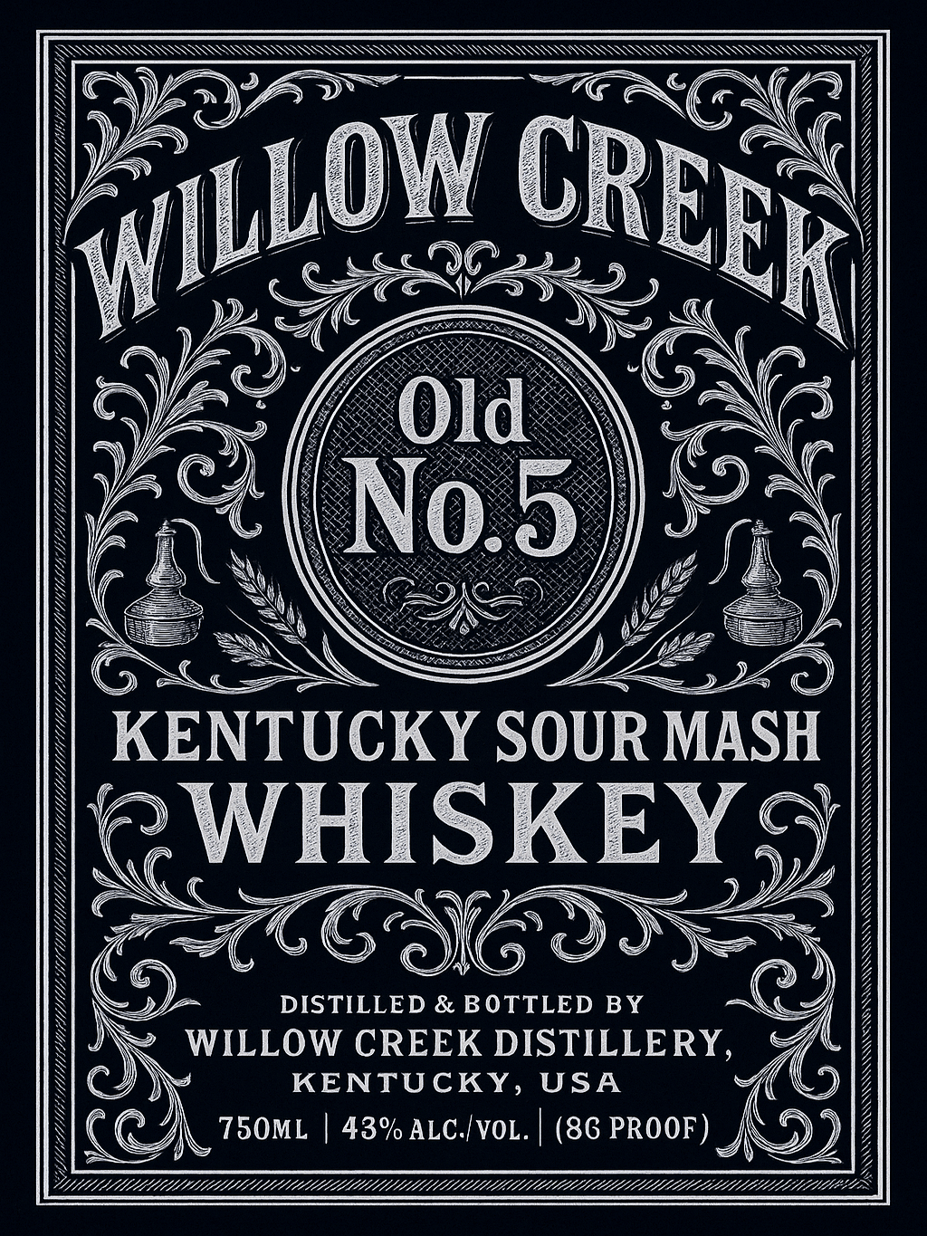 baroque design style whisky label
