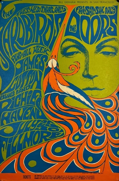 doors yardbirds fillmore auditorium psychedelisches poster