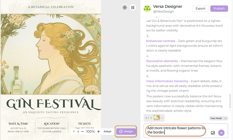 edit the ai generated graphic design