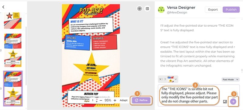 bearbeite das ki generierte pop art grafikdesign