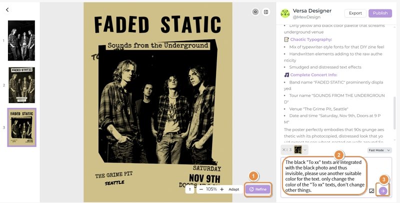 edit the ai generated grunge graphic design with prompt