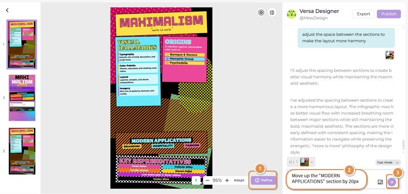bearbeite das KI-generierte maximalistische design mit einem prompt