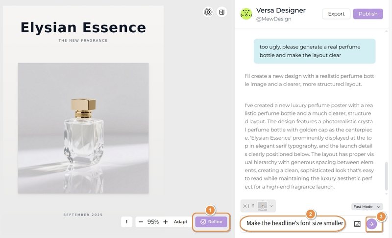 bearbeite das KI-generierte minimalistische design mit einem prompt