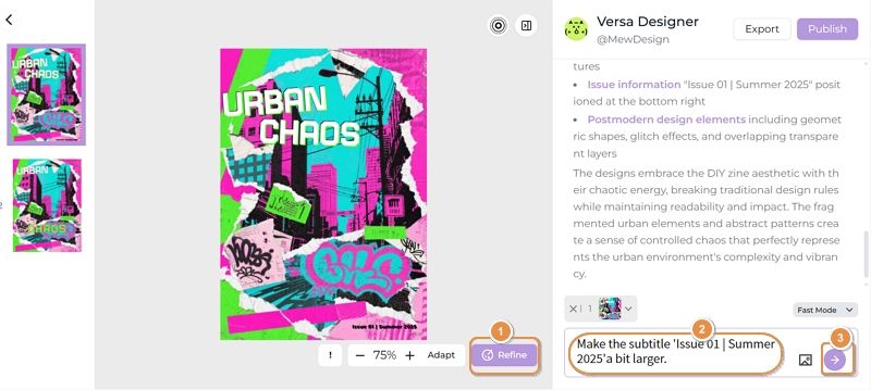 bearbeite das ki generierte postmoderne grafikdesign mit prompt