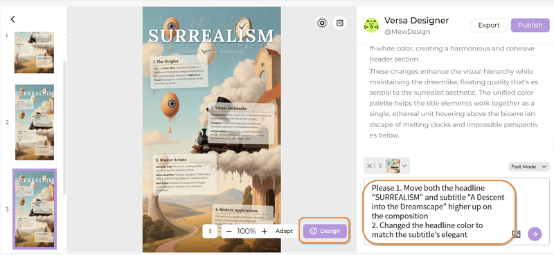 edit the ai generated surrealism graphic design