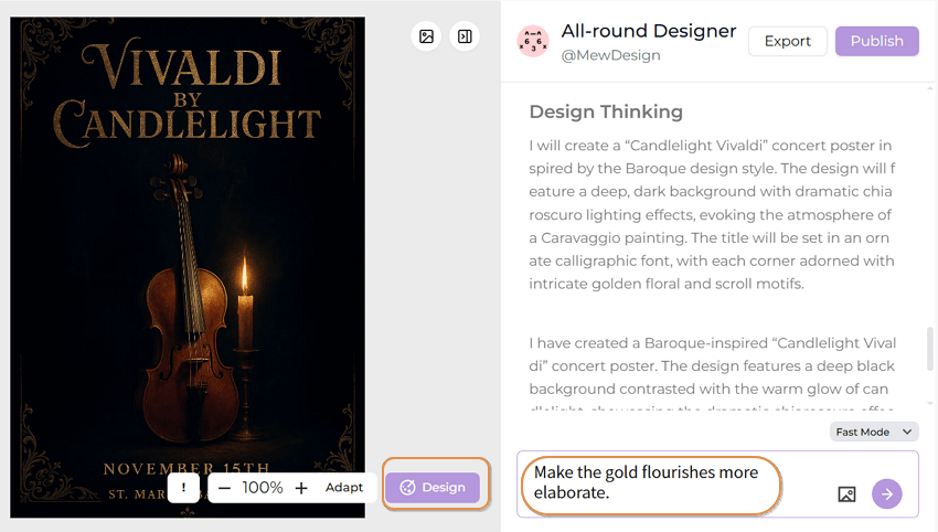 edit the generated baroque style design