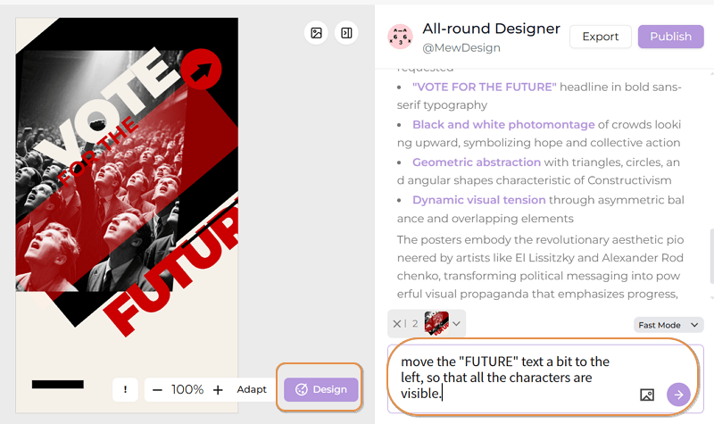 edit ai generated constructivist style poster