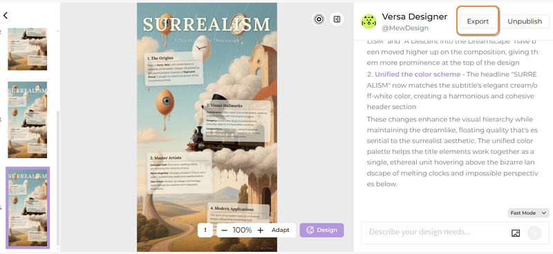 export ai generated surrealism graphic design