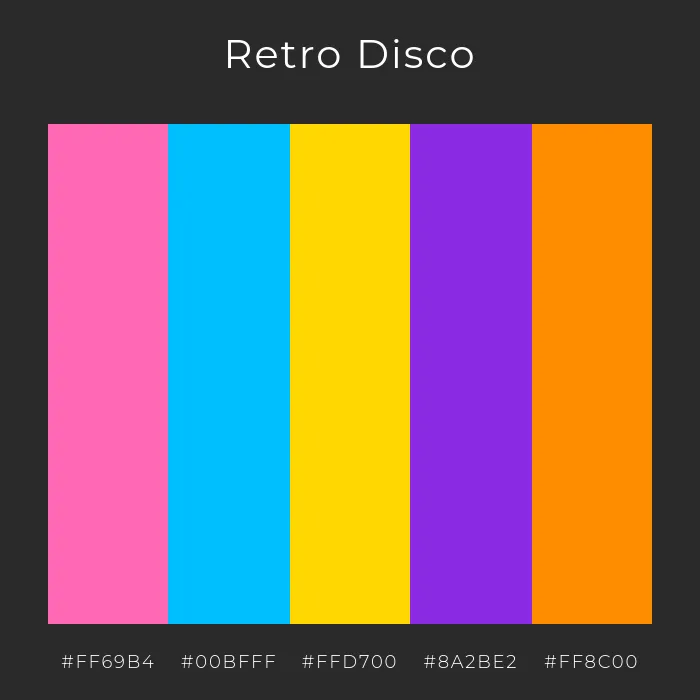 retro-disco maximalistische farbpalette
