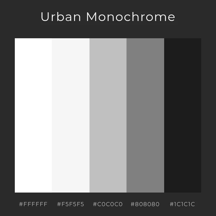 minimalistische saubere urbane monochrome palette