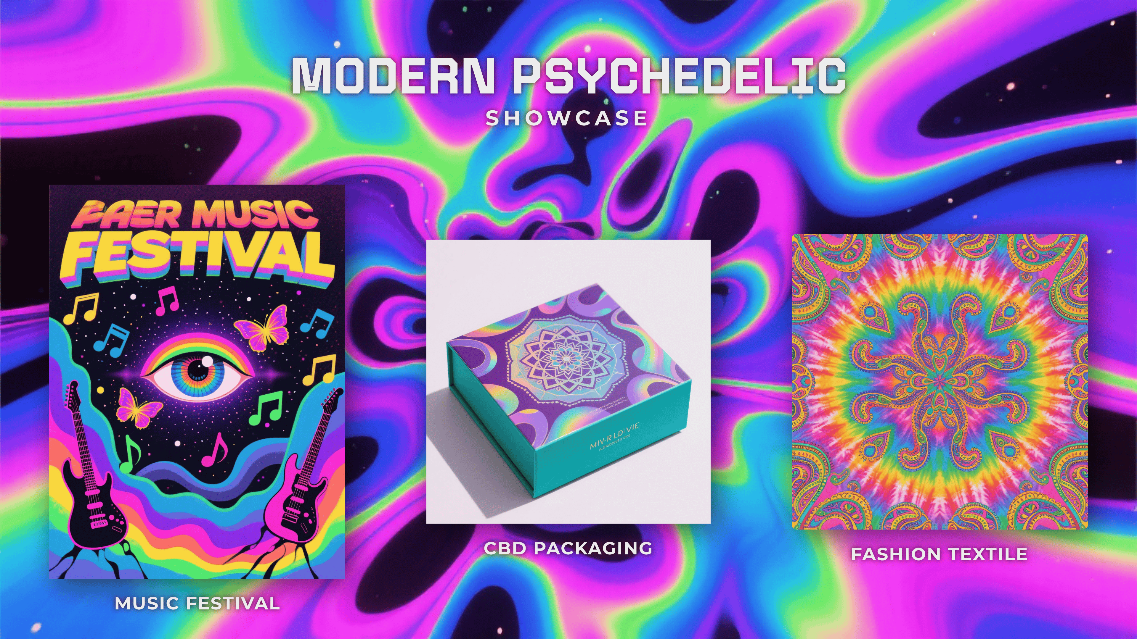 modernes psychedelisches design mood board