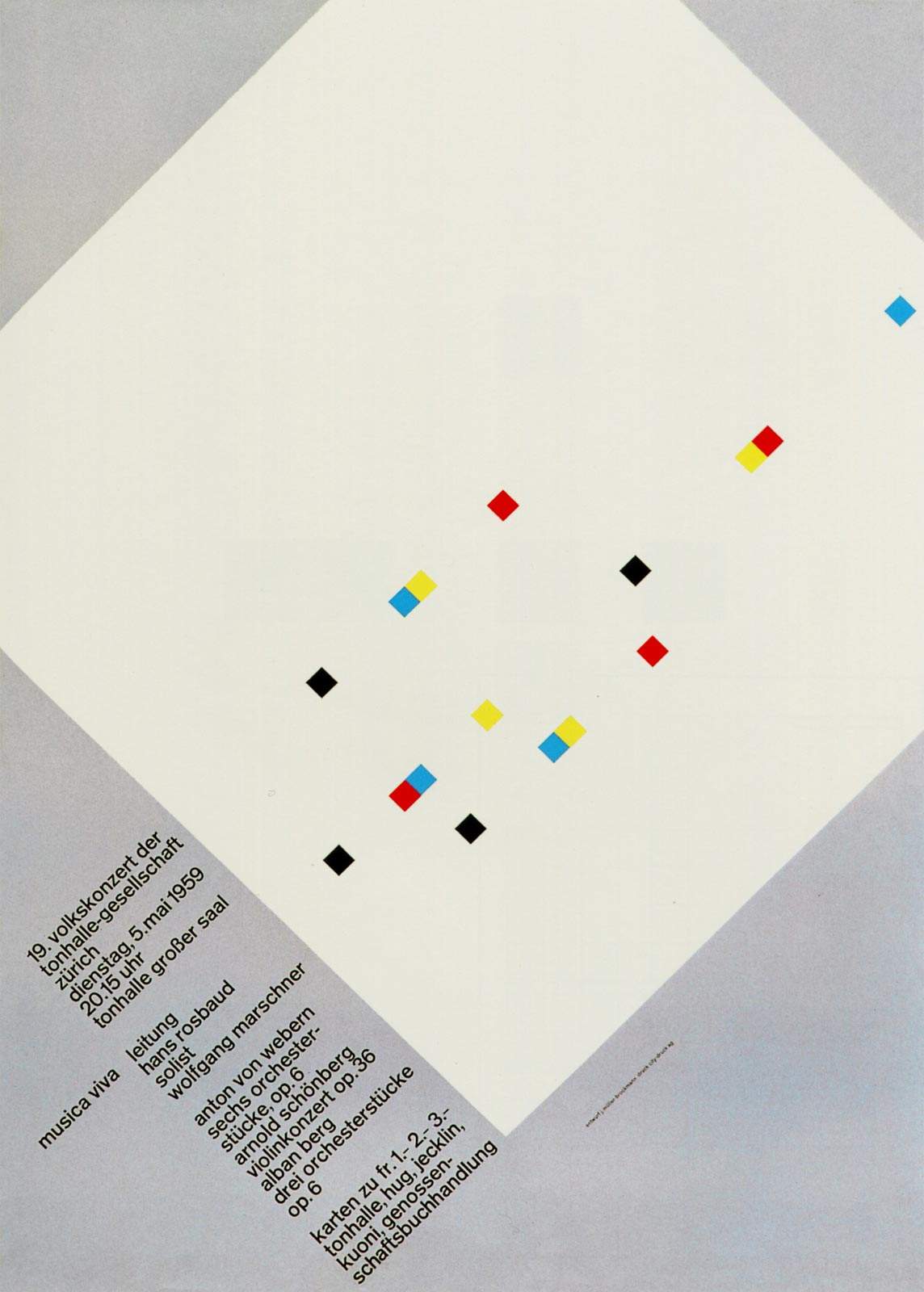 Josef Müller Brockmann Zurich Tonhalle. musica viva. Concert poster, 1959