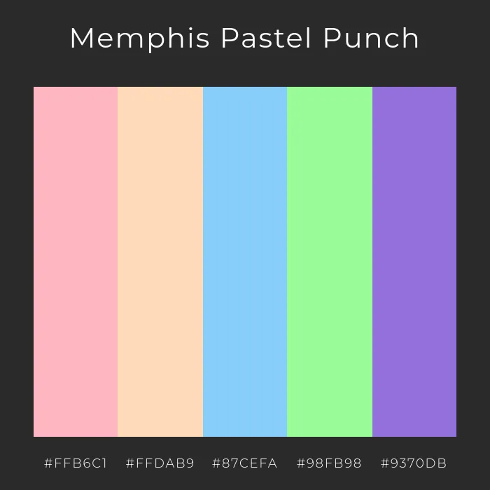 postmoderne memphis pastell farbpalette