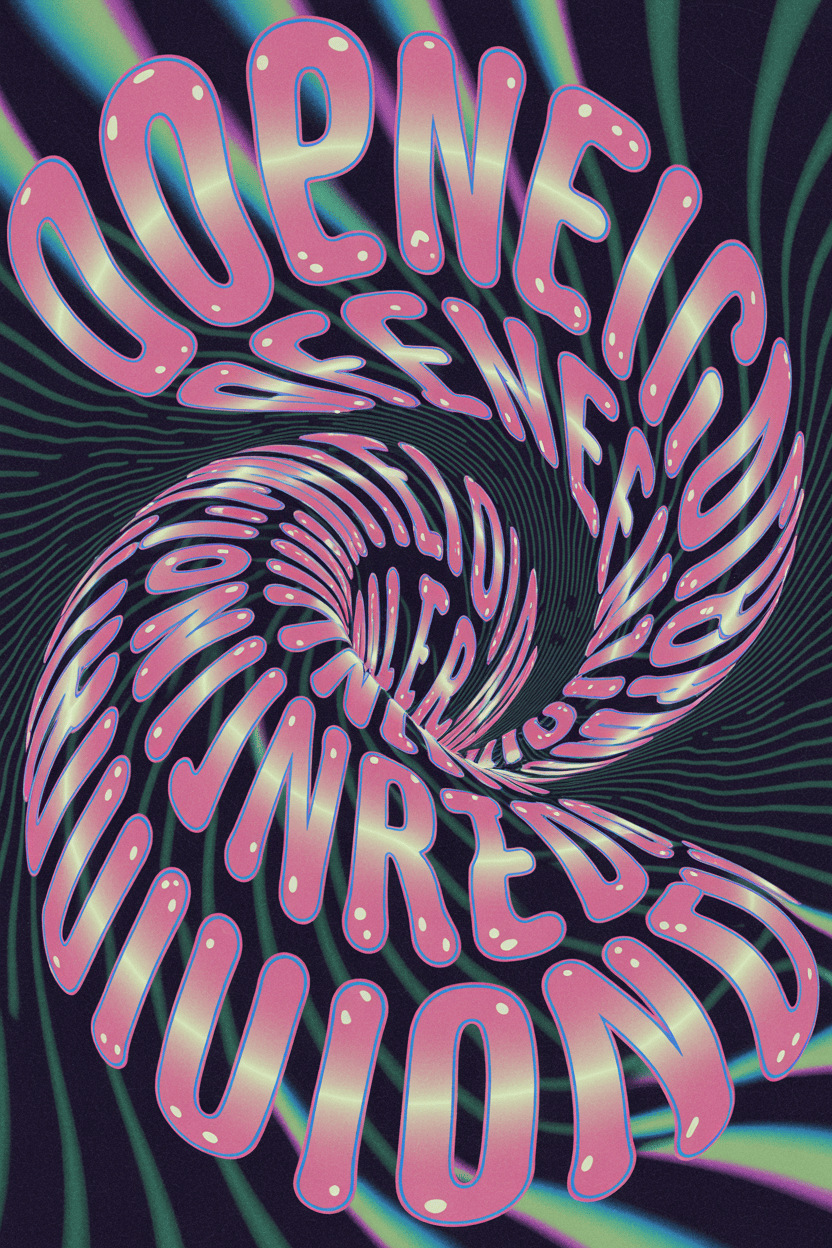 psychedelische typografie verzerrte beschriftung