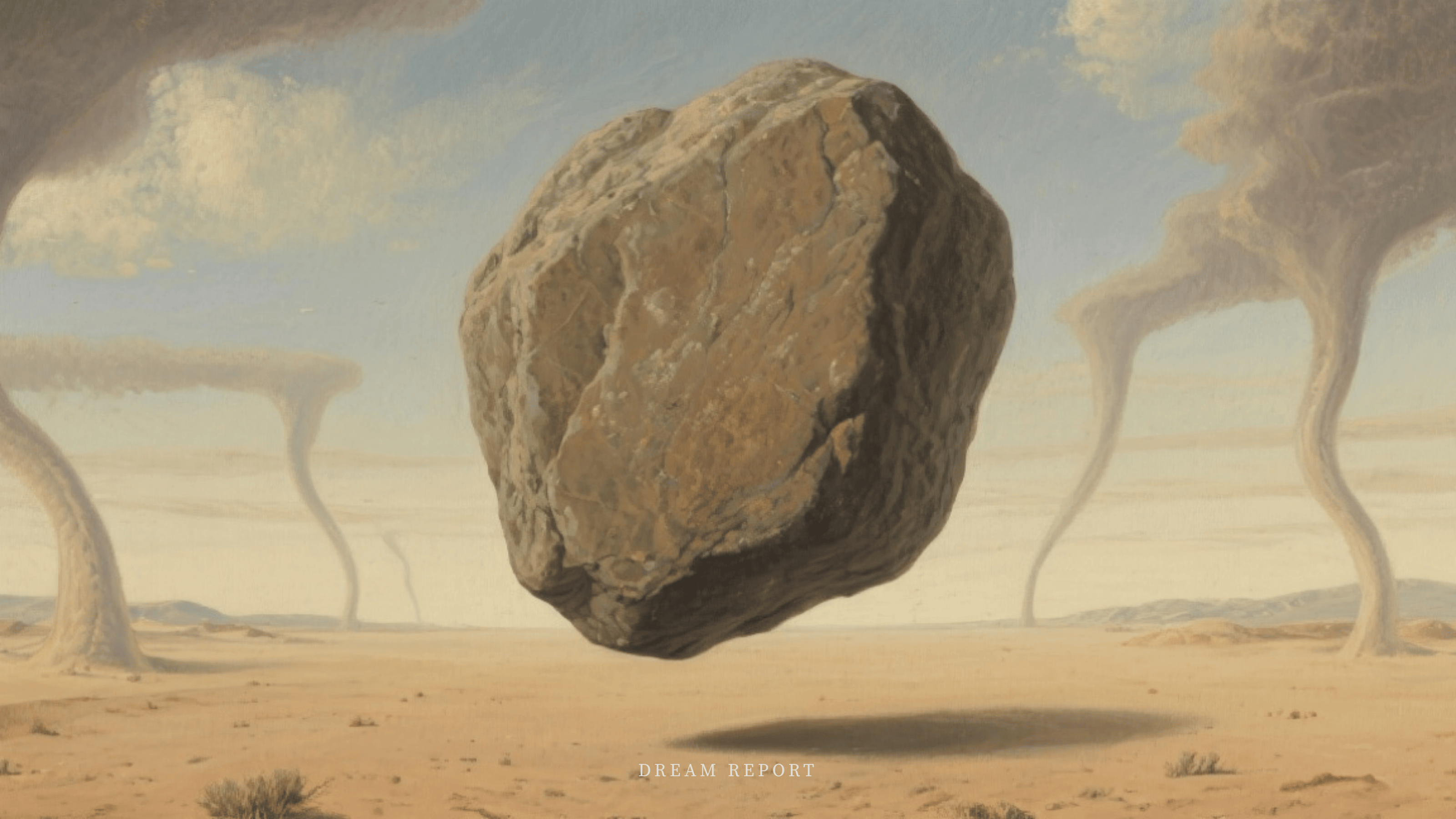 surrealism style poster with simple caption