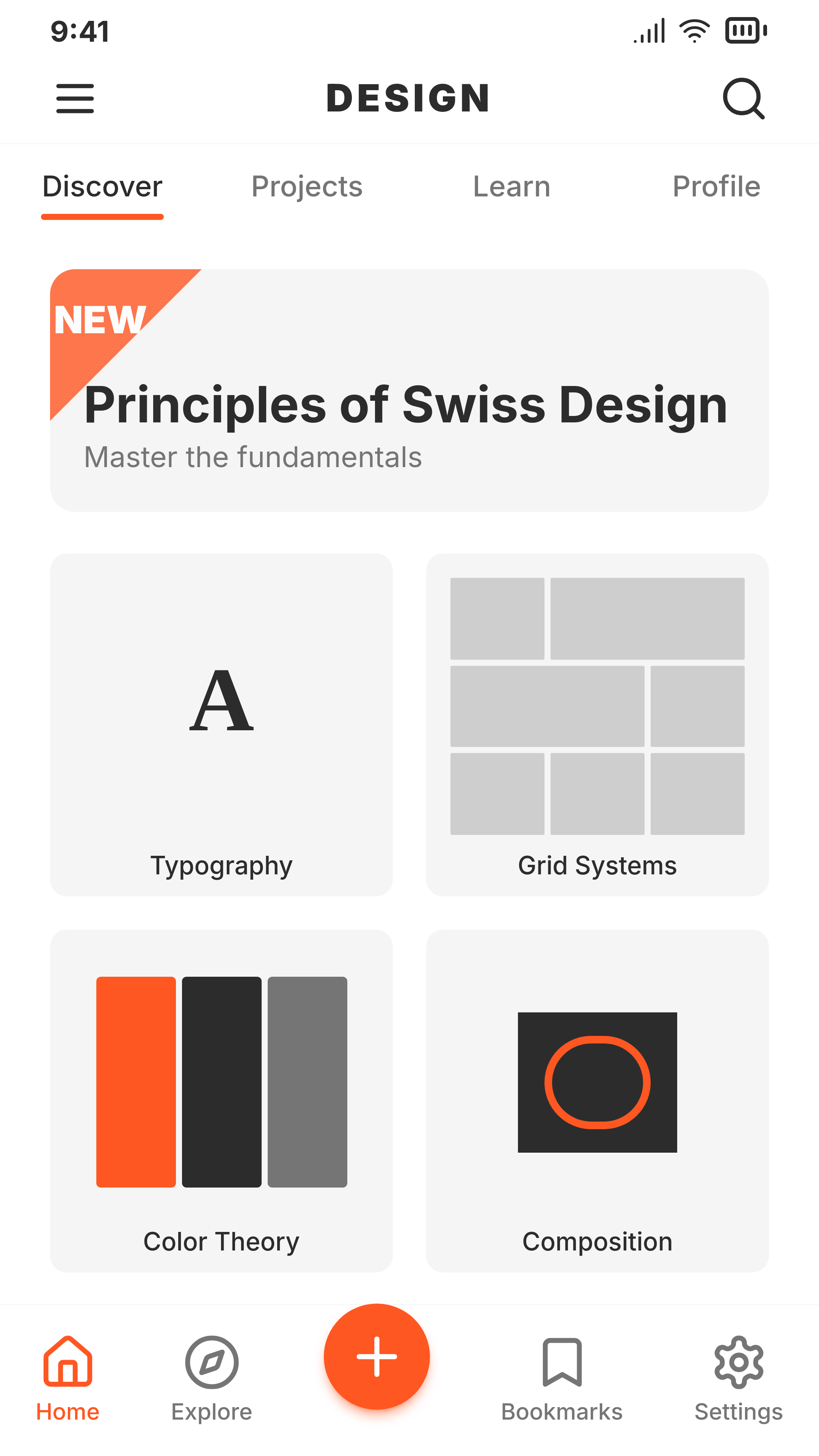 swiss design style UI layout