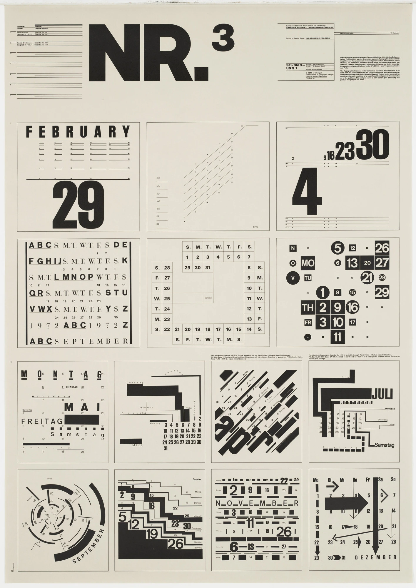 wolfgang weingart typographischer prozess nr 3 kalender textstrukturen