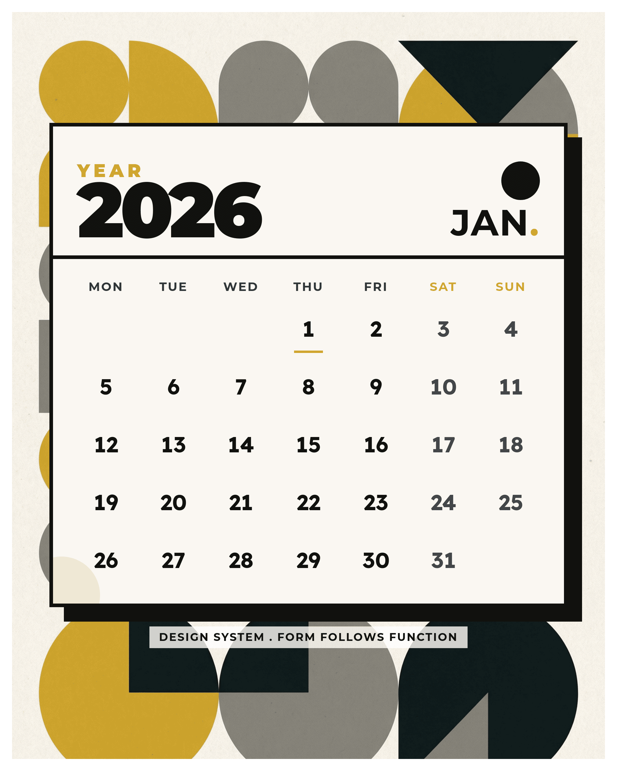 现代抽象几何形状日历