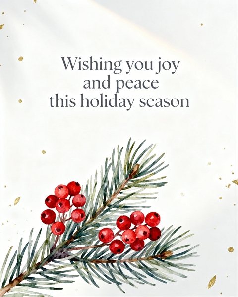 christmas card with nondenominational greetings