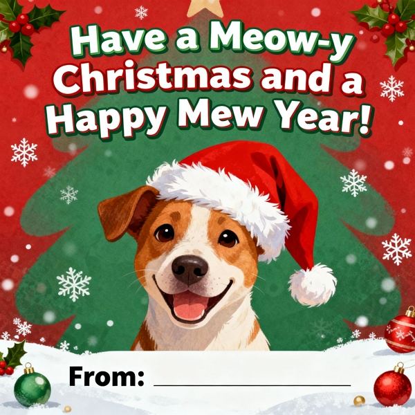 pet christmas card greetings
